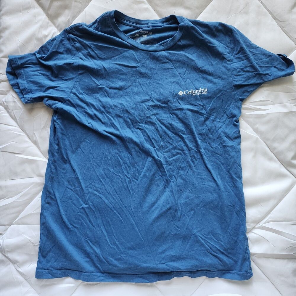 Columbia PFG Men's Blue Cotton Crew Neck Graphic Logo Fishing T-Shirt Size L